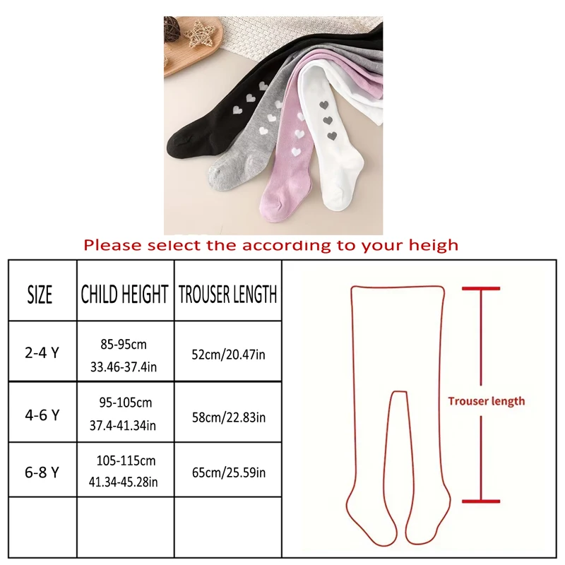 4 pairs soft and elastic heart-shaped pattern kid's tights - perfect for play and special occasions,for girls thumbnail 2