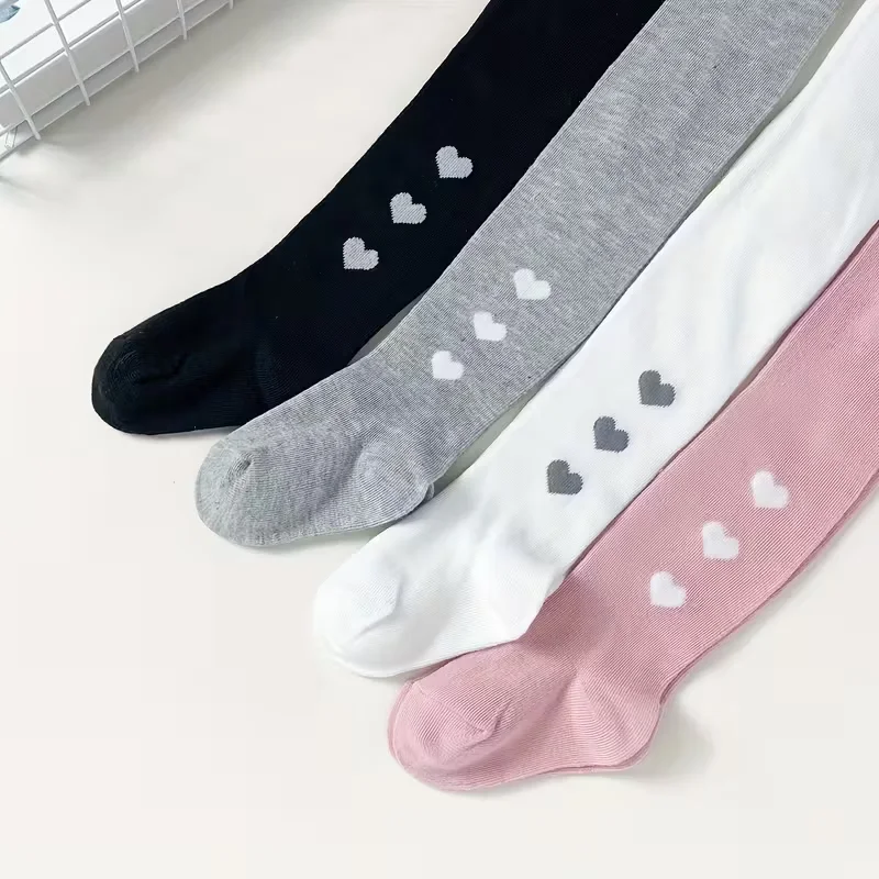 4 pairs soft and elastic heart-shaped pattern kid's tights - perfect for play and special occasions,for girls thumbnail 4