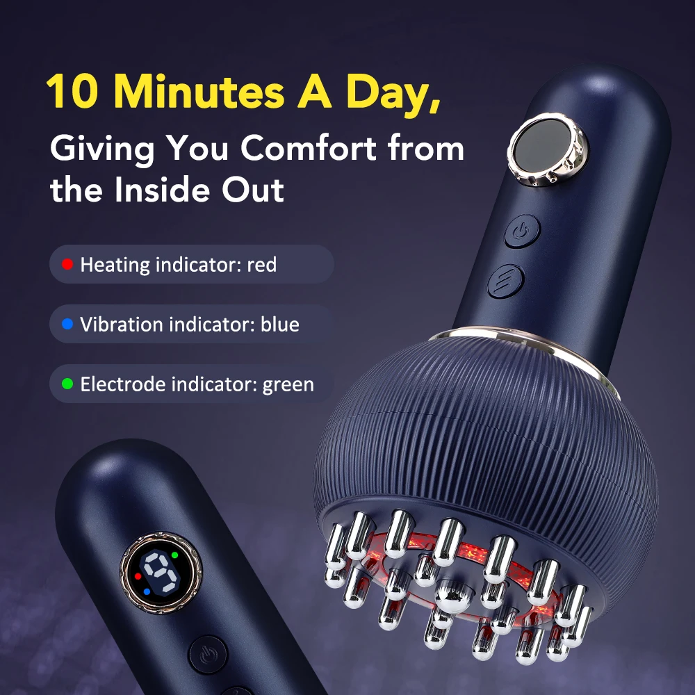 Wlireless Eletric Heated Meridian Brush Massage Lymphatic Drainage Machine Heating Microcurrent Anti Cellulite Body Back Massage thumbnail 2