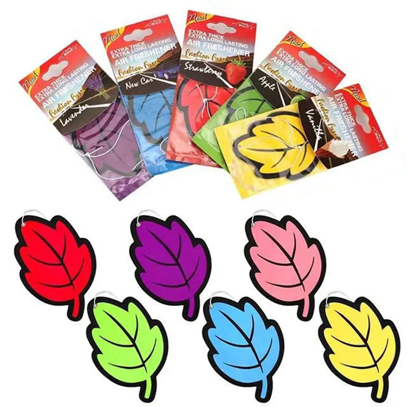 1/2/4/6PCS Car Air Freshener Natural Scented Tea Paper Auto Hanging Vanilla Perfume Fragrance Leaf Shape Car Accessories