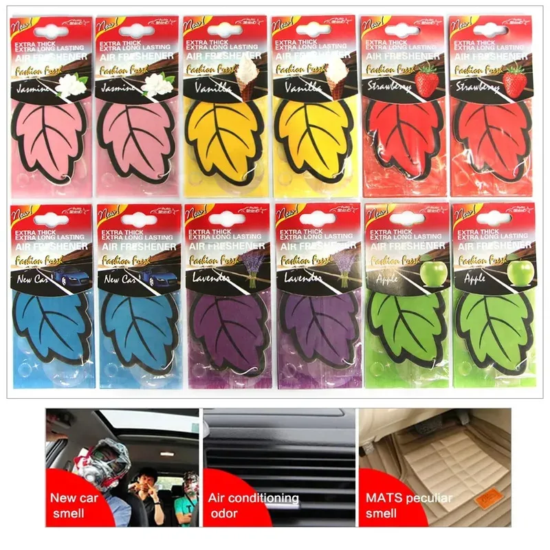 1/2/4/6PCS Car Air Freshener Natural Scented Tea Paper Auto Hanging Vanilla Perfume Fragrance Leaf Shape Car Accessories thumbnail 6