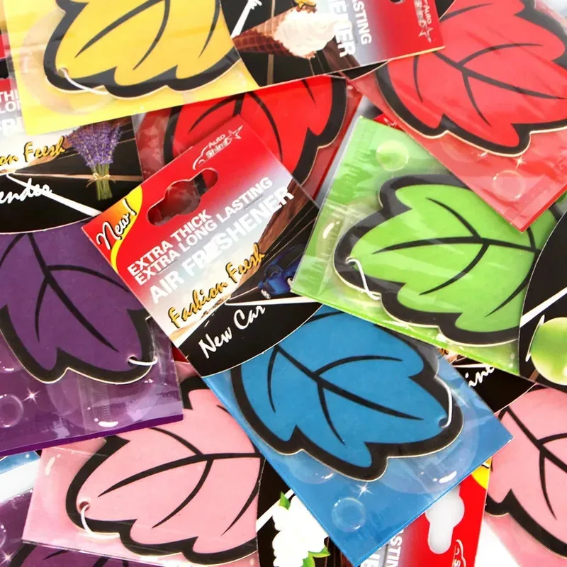 1/2/4/6PCS Car Air Freshener Natural Scented Tea Paper Auto Hanging Vanilla Perfume Fragrance Leaf Shape Car Accessories thumbnail 3