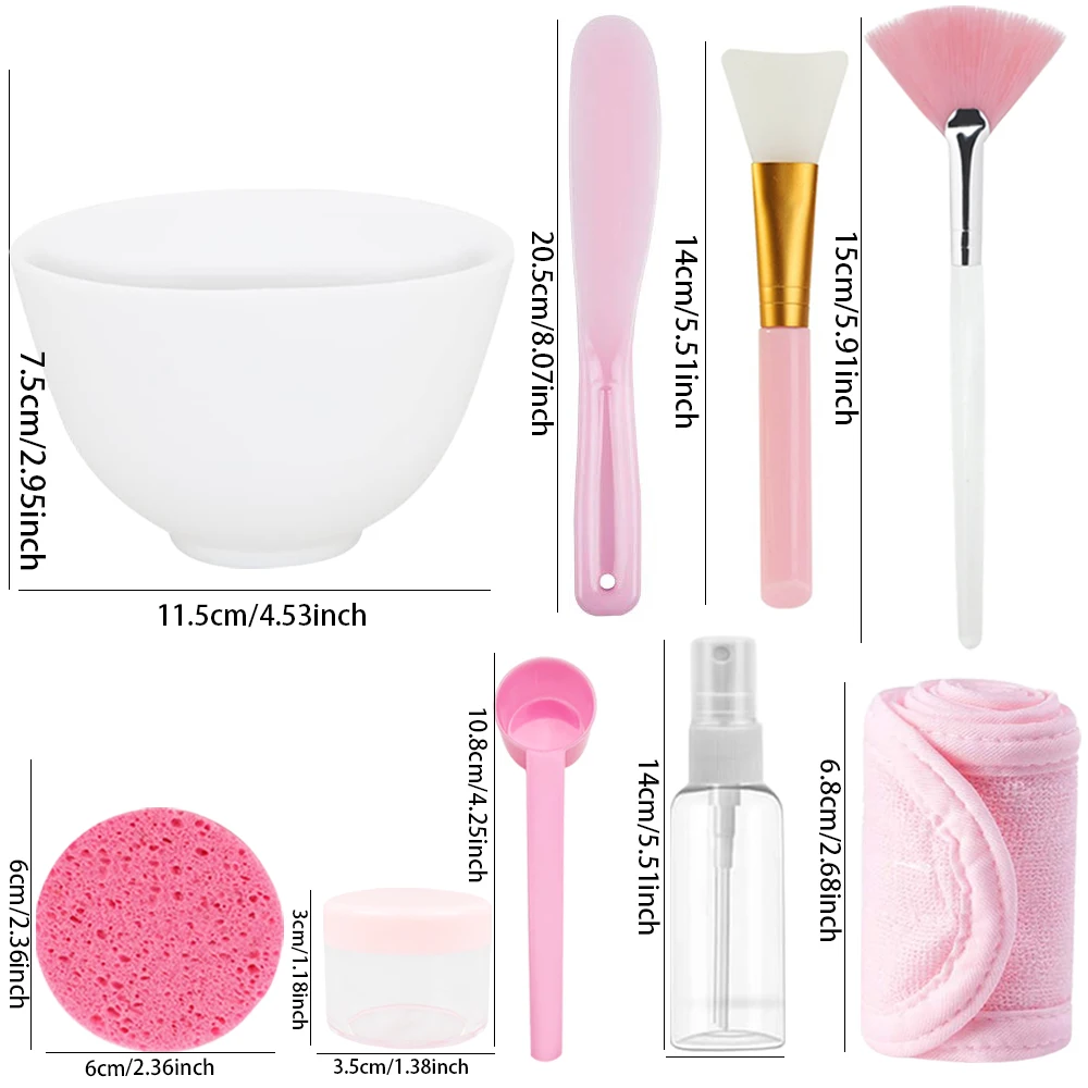 15pcs Face Skin Care Set Beauty Tools Mask Mixing Bowl Silicone Facial Mask Brushes Compressed Facial Sponges Spray Beauty Tool thumbnail 2