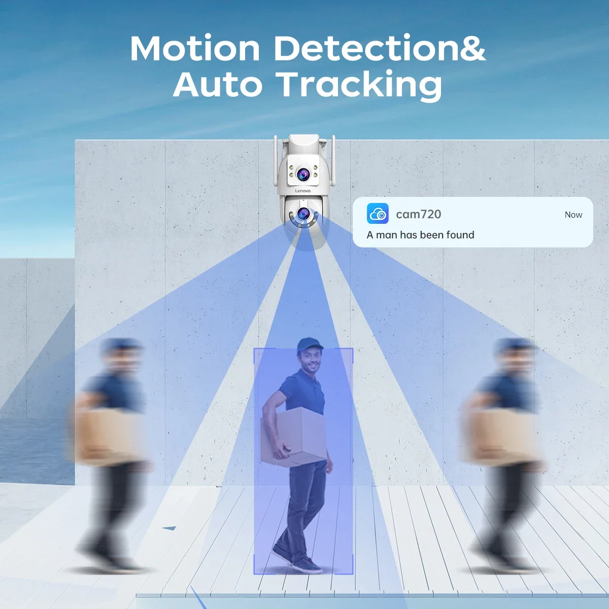 Lenovo 8MP HD Outdoor Security Camera with Dual Lens Dual Screen AI Tracking PTZ Color Night Vision Surveillance Protection thumbnail 3