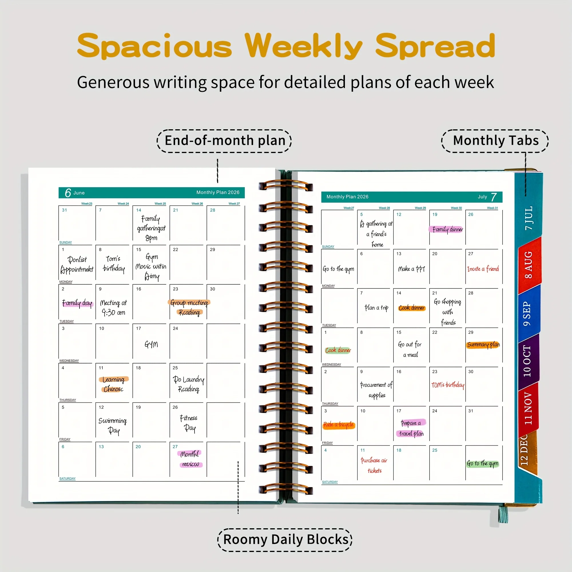 2026 Planner-320Pages-A Weekly And Monthly Organizer for 365 Days, Enjoyable And with Stickers, Featuring Double-Seam Binding thumbnail 3