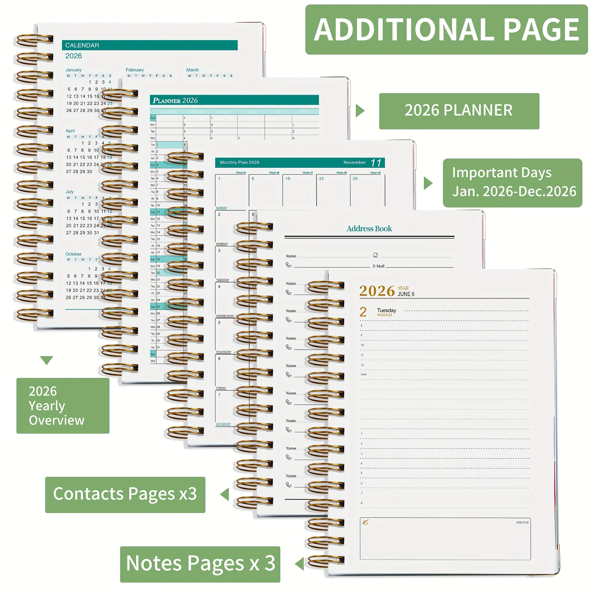 2026 Planner-320Pages-A Weekly And Monthly Organizer for 365 Days, Enjoyable And with Stickers, Featuring Double-Seam Binding thumbnail 2