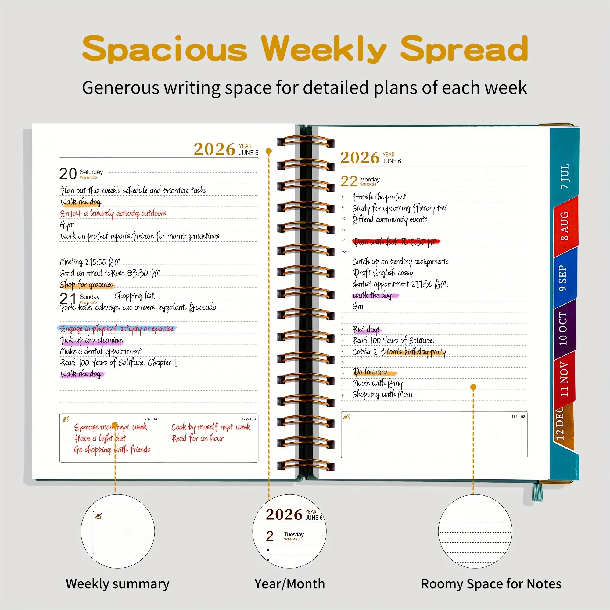 2026 Planner-320Pages-A Weekly And Monthly Organizer for 365 Days, Enjoyable And with Stickers, Featuring Double-Seam Binding thumbnail 4