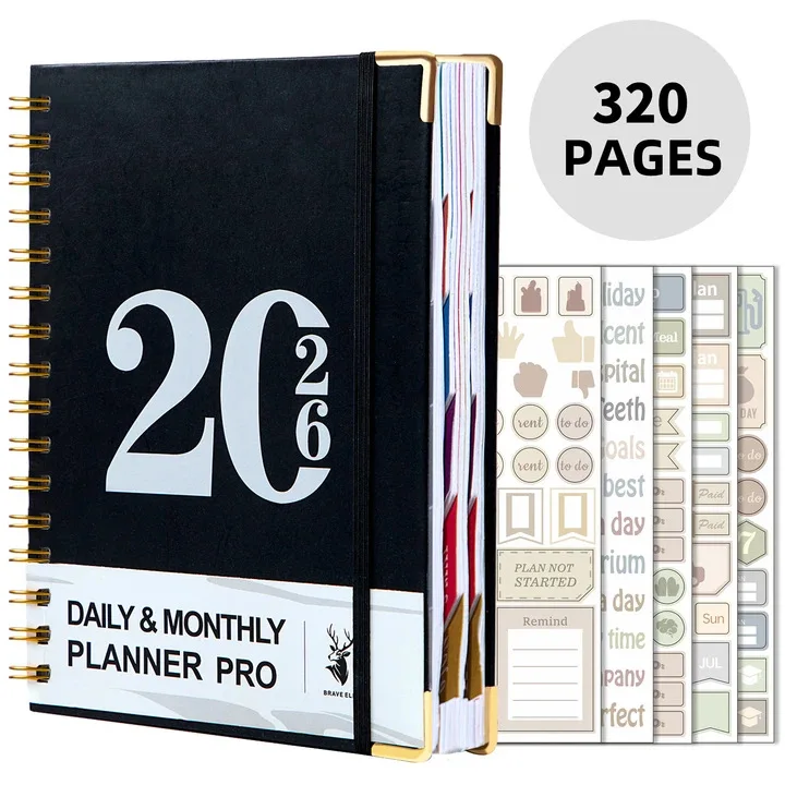 2026 Planner-320Pages-A Weekly And Monthly Organizer for 365 Days, Enjoyable And with Stickers, Featuring Double-Seam Binding thumbnail 6