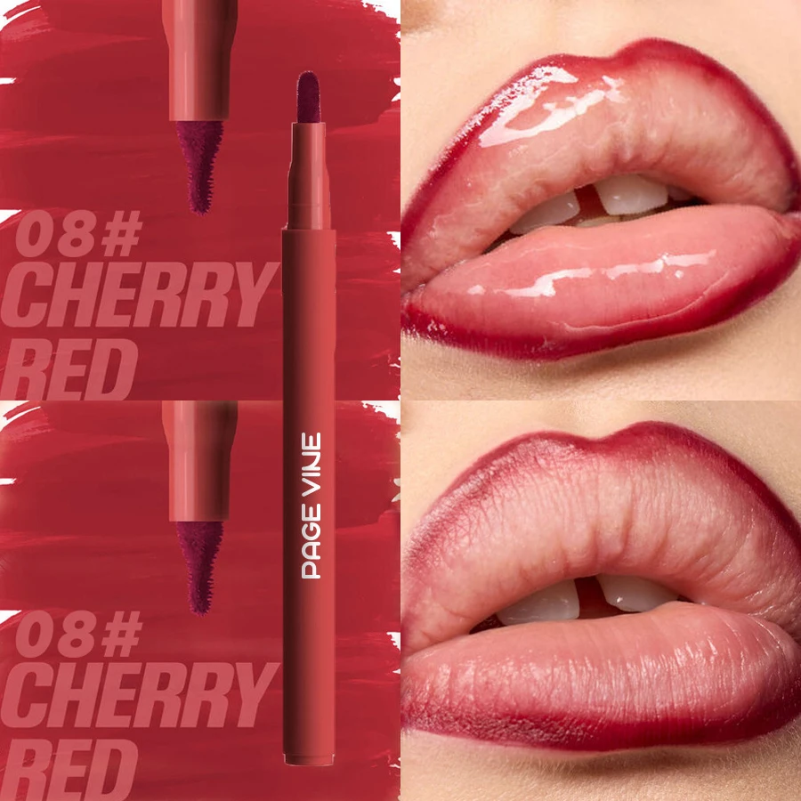 Velvet Brown Lip Liner Pencil Nude Matte Waterproof Non-stick Cup Cherry Red Lip Liner Lip Contour Pen Lipstick Makeup For Woman