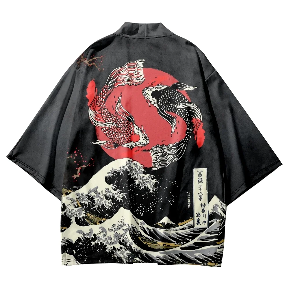 Vintage Style Traditional Print Kimono 2025 Fashion Men Women Cardigan Asian Clothing Summer Beach Yukata Japanese Samurai Haori thumbnail 3