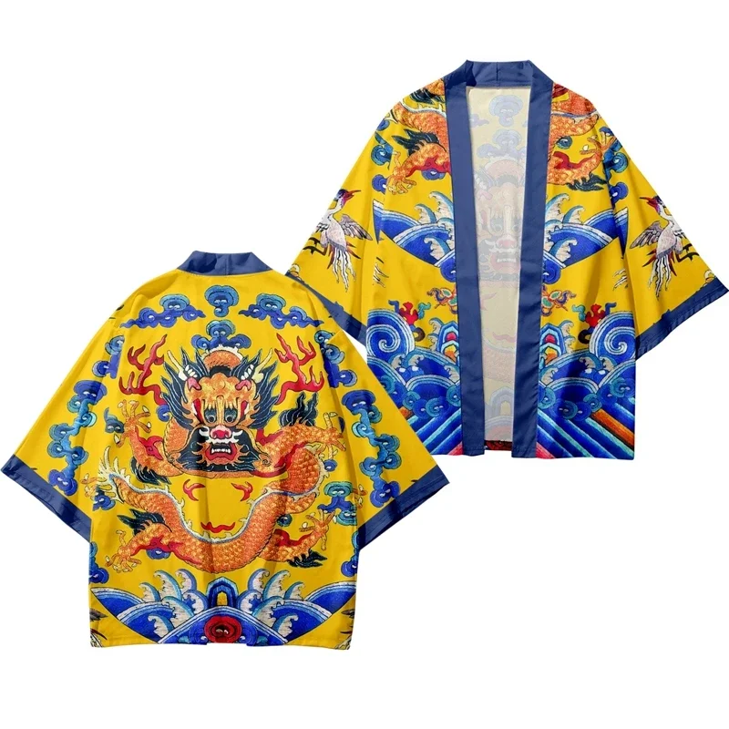 Vintage Style Traditional Print Kimono 2025 Fashion Men Women Cardigan Asian Clothing Summer Beach Yukata Japanese Samurai Haori thumbnail 4
