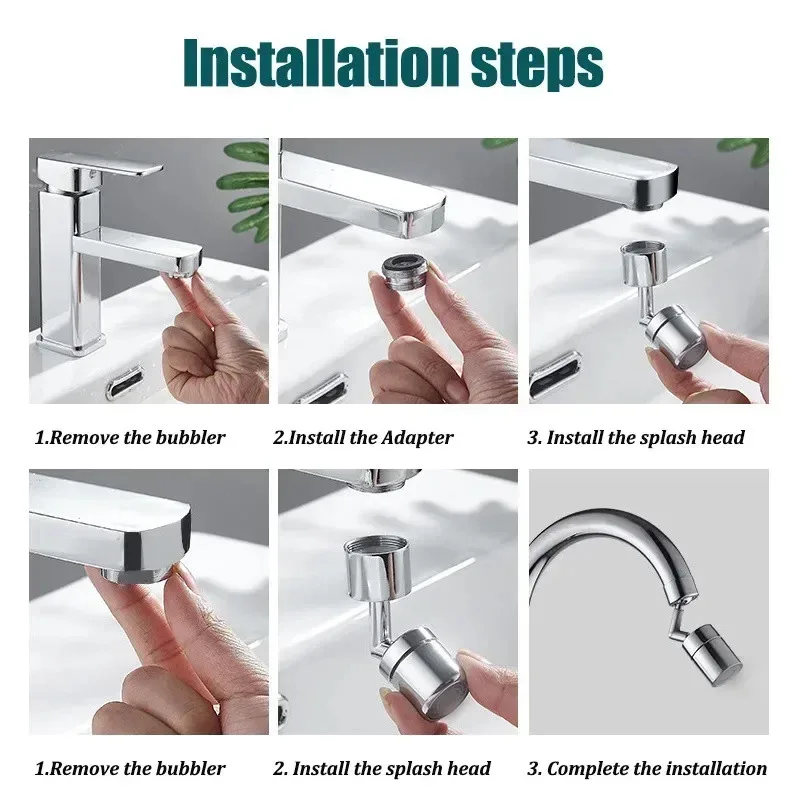 720°Universal Kitchen Faucet Anti-splash Aerator Bathroom Tap Rotatable Faucet Sprayer Saving Water Tap Nozzle Extender Adapter thumbnail 5