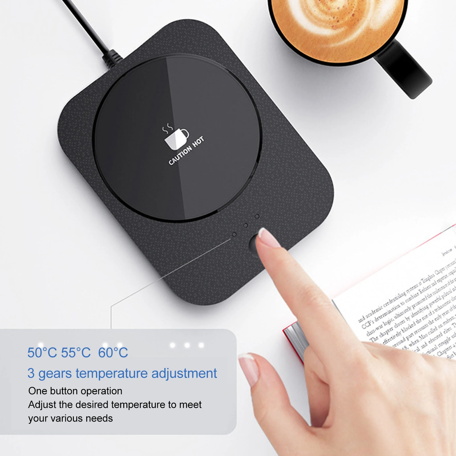 Electric Mug Warmer 3 Gear Settings USB Powered Fast Heating Coffee Cup Warmer with Auto Power off Feature for Beverage Plate thumbnail 3