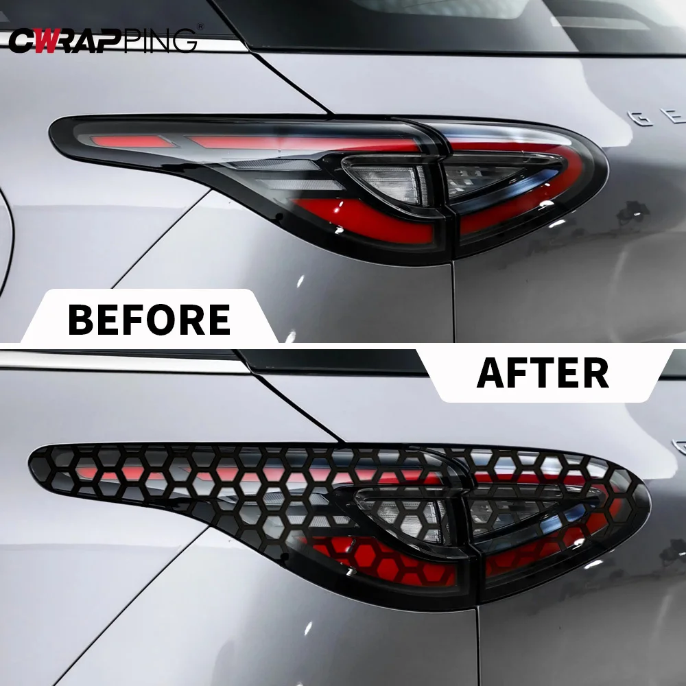 Car Rear Tail Light Lamp Honeycomb Stickers Type Auto Decal Fog Light Smoke Films Decoration Wrap Decal Car Exterior Accessories thumbnail 6
