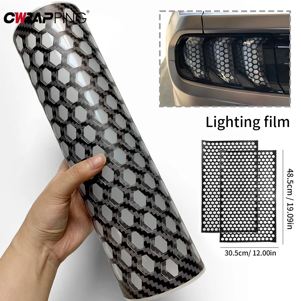 Car Rear Tail Light Lamp Honeycomb Stickers Type Auto Decal Fog Light Smoke Films Decoration Wrap Decal Car Exterior Accessories thumbnail 2
