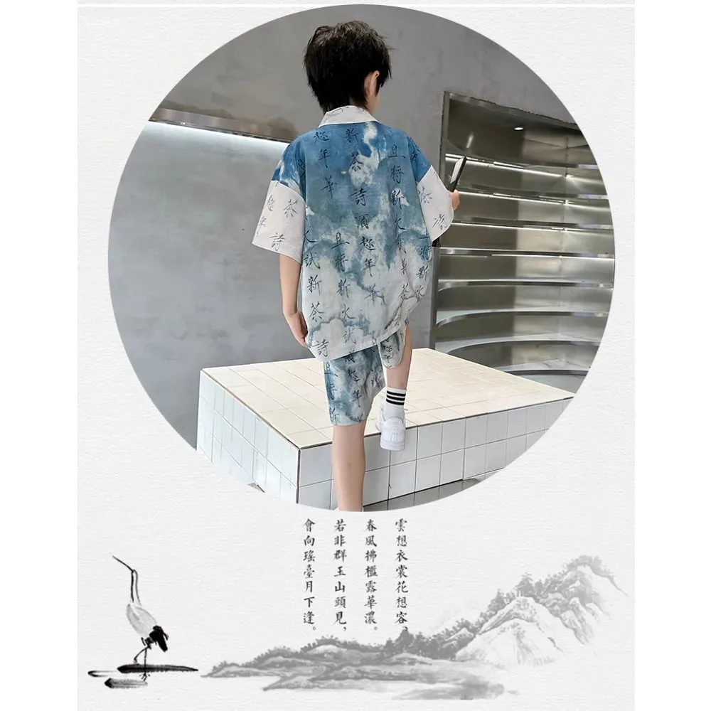 Kung Fu Uniform Hanfu Tai Chi Tai Ethnic Style Wushu Kids Clothes Children's Clothing Traditional Boys Sets Cosplay Costumes thumbnail 2
