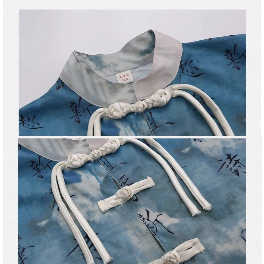 Kung Fu Uniform Hanfu Tai Chi Tai Ethnic Style Wushu Kids Clothes Children's Clothing Traditional Boys Sets Cosplay Costumes thumbnail 3