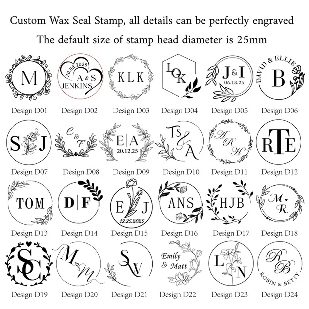 Custom Brass Wax Seal Stamp Own Personalized Logo Sealing Wax Stamp with 2 initials for DIY Wedding Invitation&Letters wax seal thumbnail 2