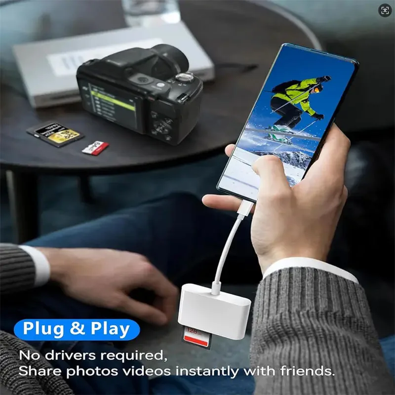 USB C SD Card Reader Adapter,Type C Micro SD TF Card Reader Adapter, 3 in 1 USB C to USB Camera Memory Card Reader Adapter thumbnail 5