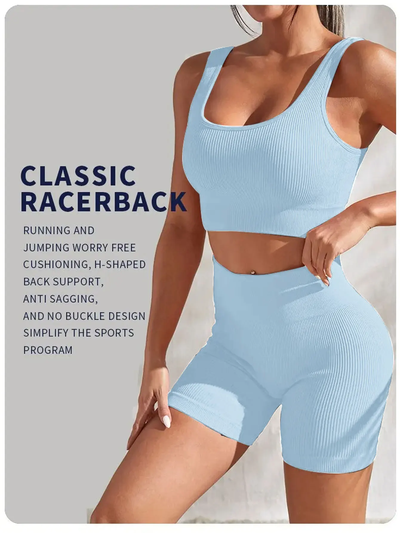 CZGUKE New Arrival Fashion Seamless Exercise Body-Tight Quick Dry Moisture Absorption High Waist Hip Yoga Fitness Set for Women thumbnail 3