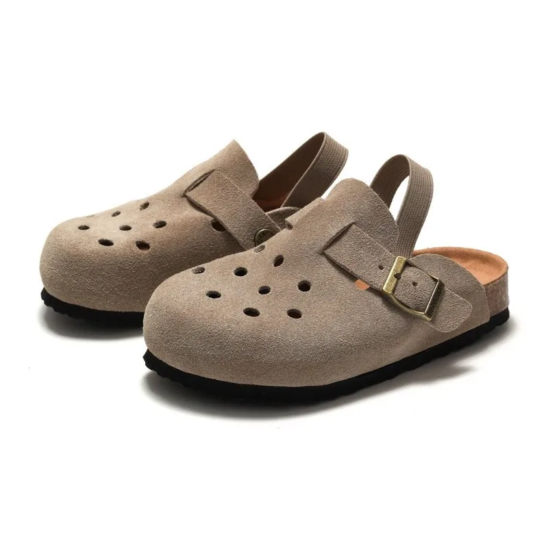 Asgard Kids Suede Clogs Sandals Summer Elastic Straps Cork Footbed Leather Mules Child Breathable Comfortable Potato Slippers thumbnail 5