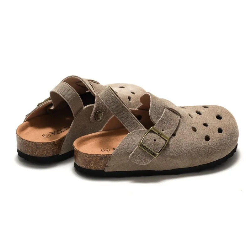 Asgard Kids Suede Clogs Sandals Summer Elastic Straps Cork Footbed Leather Mules Child Breathable Comfortable Potato Slippers thumbnail 6