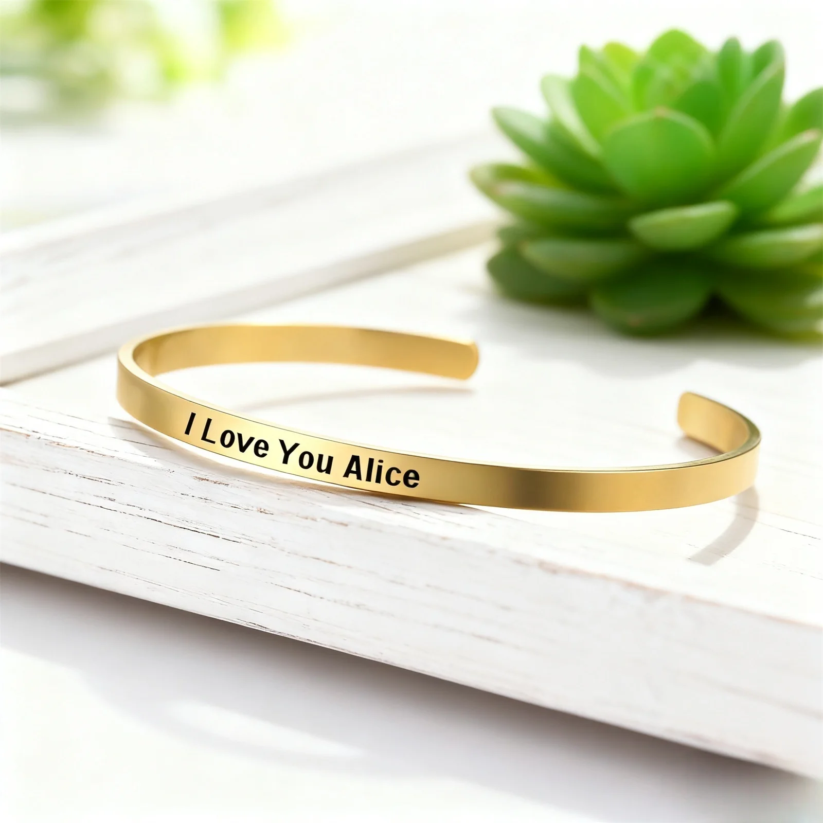 Customized Bracelet Personalized Carving Name Number Date Ladies Open Bracelet Stainless Steel Fashion Couple Jewelry thumbnail 4