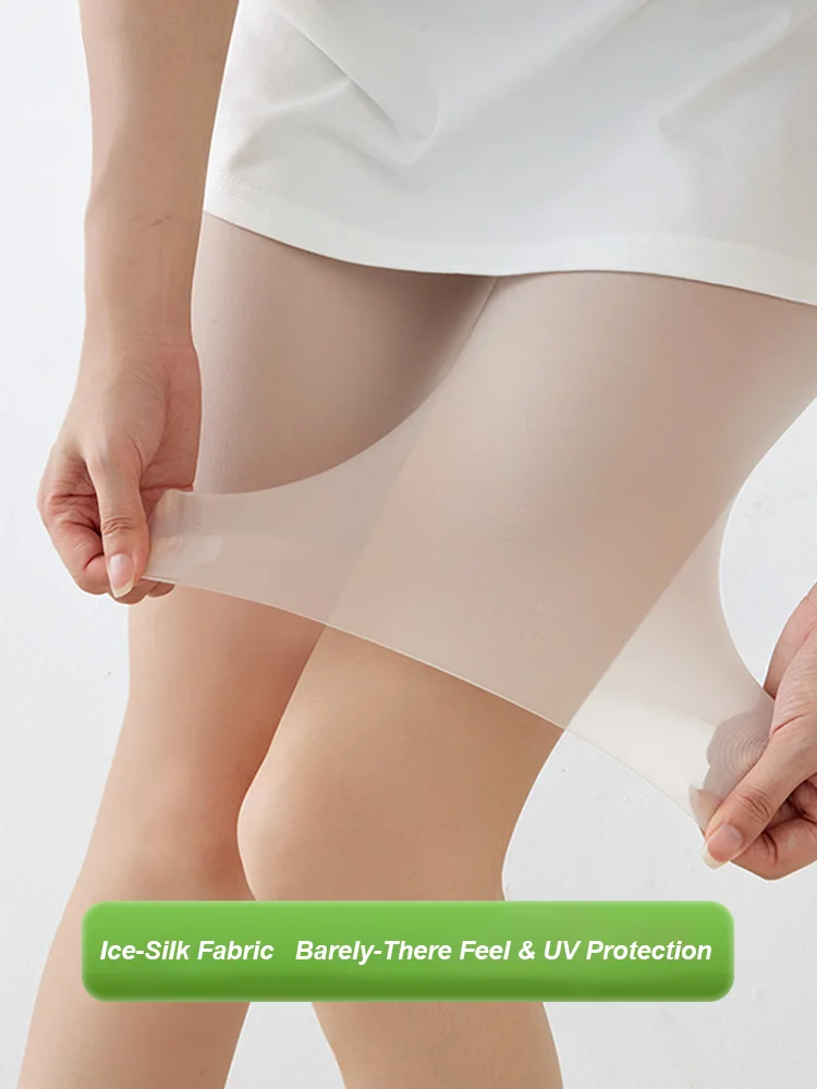 Plus Size Biker Shorts for Women Summer Thin Ice Silk Invisible Yoga Shorts Tummy Control Slimming Shorts Capri Pants 5/9 Length thumbnail 5