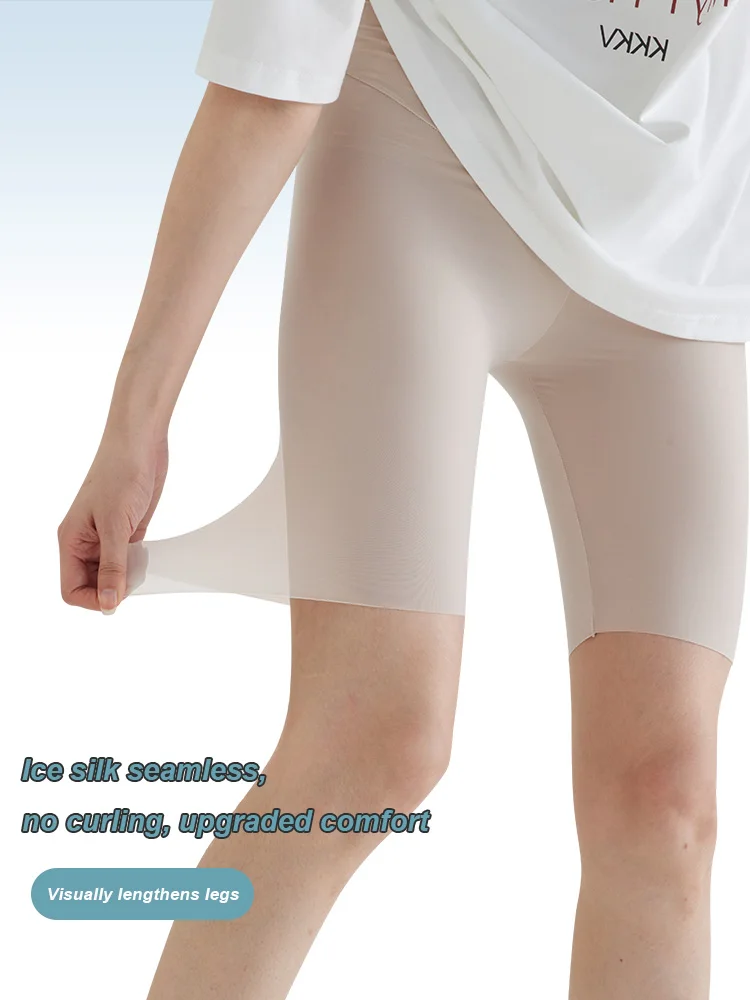 Plus Size Biker Shorts for Women Summer Thin Ice Silk Invisible Yoga Shorts Tummy Control Slimming Shorts Capri Pants 5/9 Length thumbnail 6