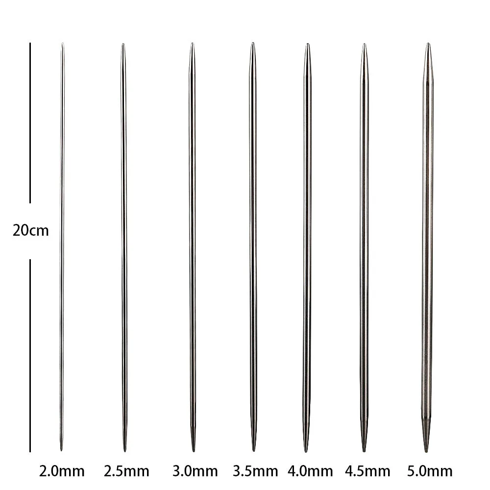 35pcs 20cm Double Pointed Knitting Needles Set 2.0-5.0mm Stainless Steel Knitting Pins DIY Yarn Weaving Needles for Beginner thumbnail 6