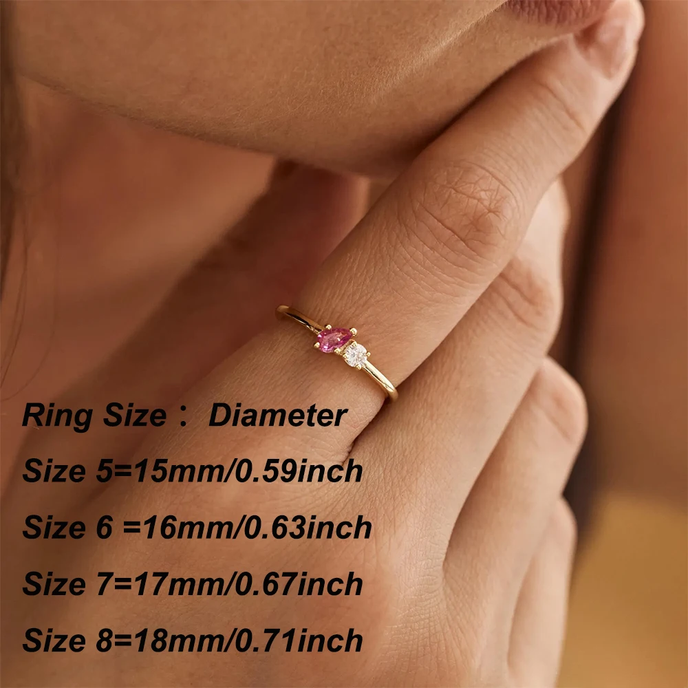 Custom Two Birthstone Rings Gold Color New Dainty Gemstones Minimalist Stainless Steel Jewelry Gift For Wife Proposal Wedding thumbnail 4