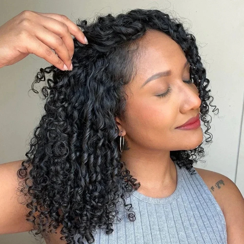 Pixie Curly Human Hair Weave Bundle With Closure Brazilian Human Hair Weave Extensions 100% Human Hair Weft HD Lace Closure thumbnail 4