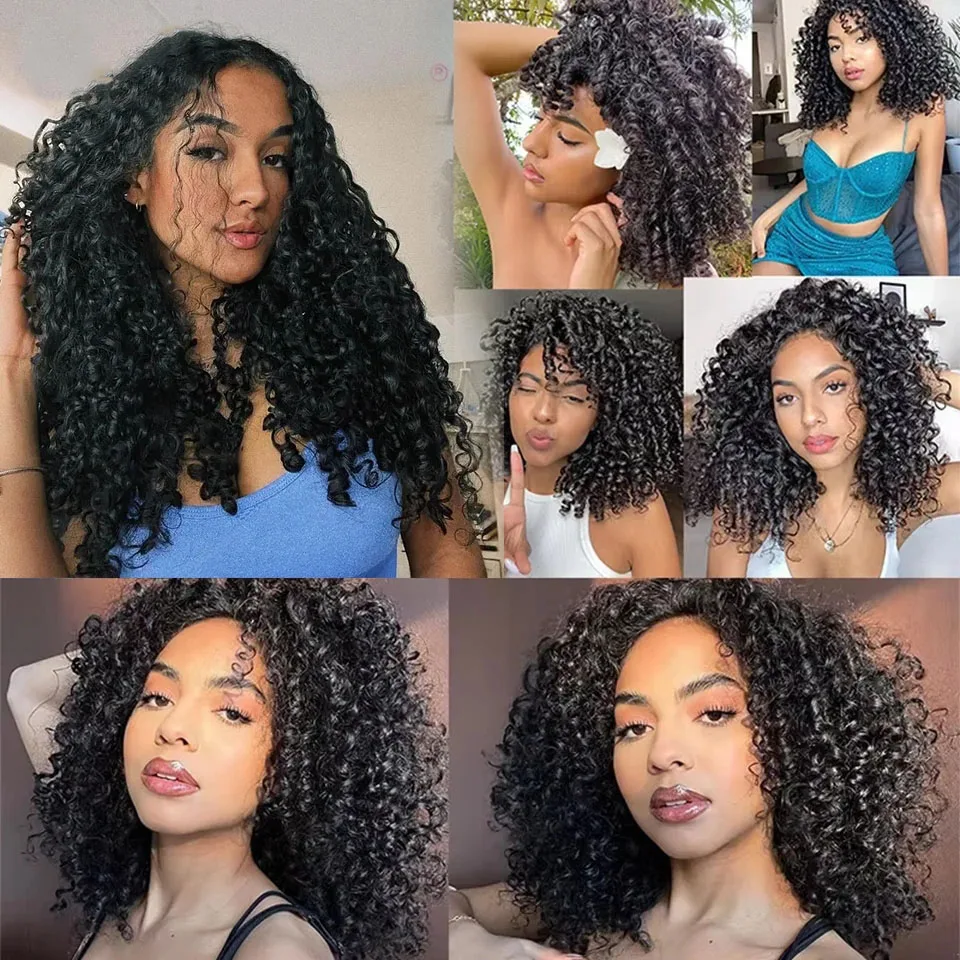 Pixie Curly Human Hair Weave Bundle With Closure Brazilian Human Hair Weave Extensions 100% Human Hair Weft HD Lace Closure thumbnail 6