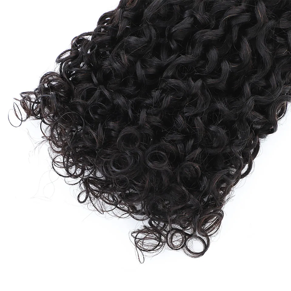 Pixie Curly Human Hair Weave Bundle With Closure Brazilian Human Hair Weave Extensions 100% Human Hair Weft HD Lace Closure thumbnail 3