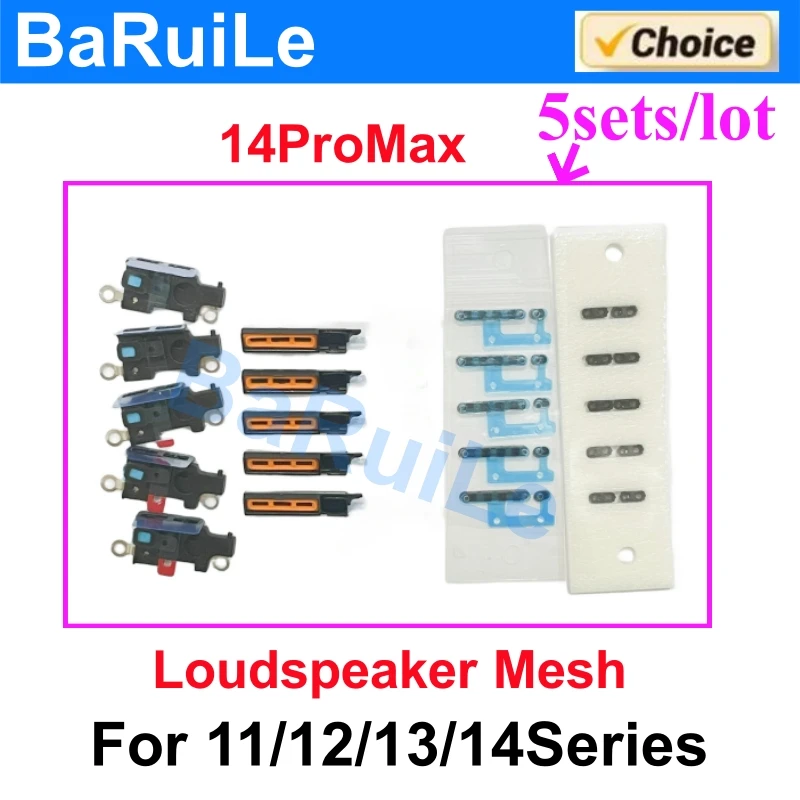 BaRuiLe 5sets Full Set LoudSpeaker Mic Mesh for iPhone 11 12 13 14 Pro Max Anti Dust Net Grill Glue Sticker
