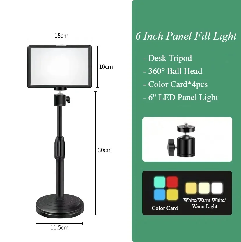 6 Inch 3000K-6000K LED Photography Video Light Panel Lighting Photo Studio Lamp Kit For Shoot Live Streaming RGB Filter thumbnail 2