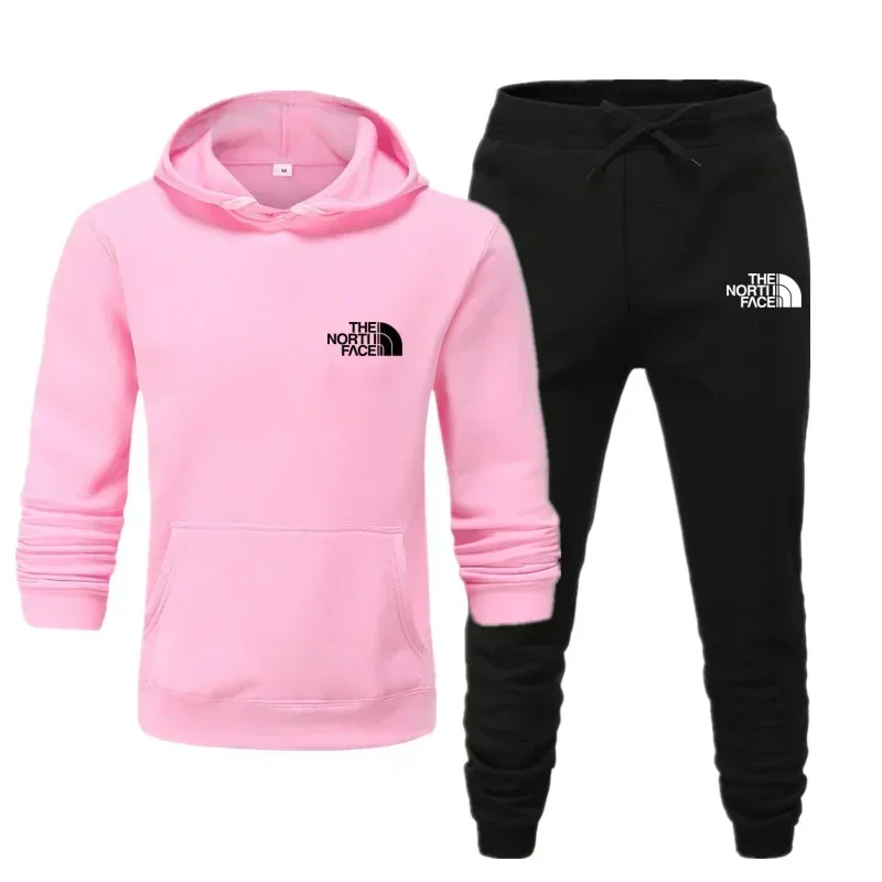 Autumn and winter new men's sportswear set, outdoor fashionable men's and women's hooded sweatshirt and pants 2-piece set thumbnail 5