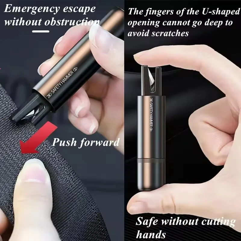 Car Safety Hammer Emergency Glass Breaker Seat Belt Cutter High Hardness Tungsten Steel 2in1 Rescue Tool Auto Accessories thumbnail 2