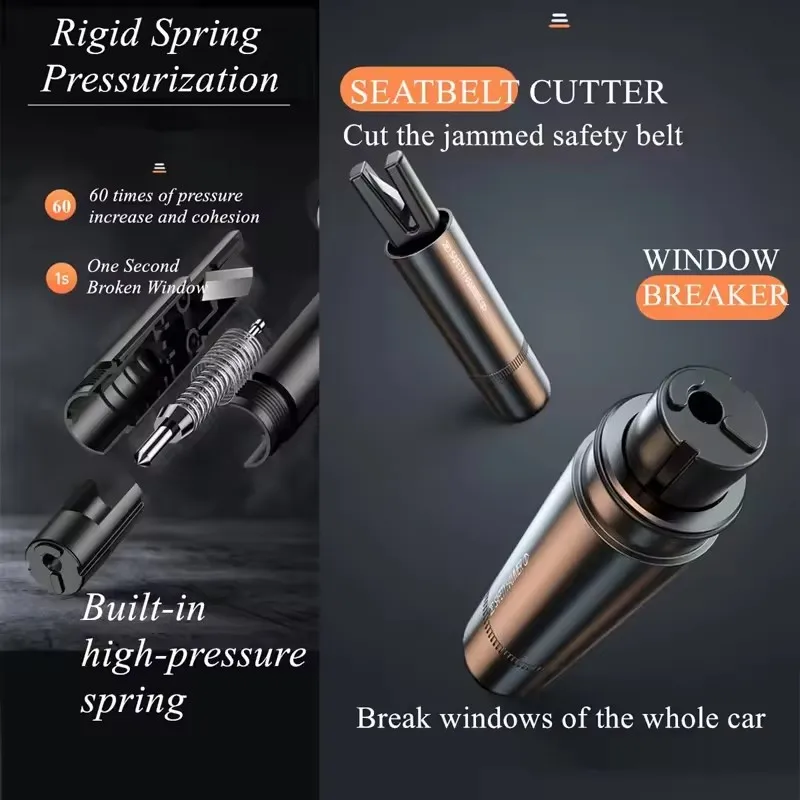 Car Safety Hammer Emergency Glass Breaker Seat Belt Cutter High Hardness Tungsten Steel 2in1 Rescue Tool Auto Accessories thumbnail 6