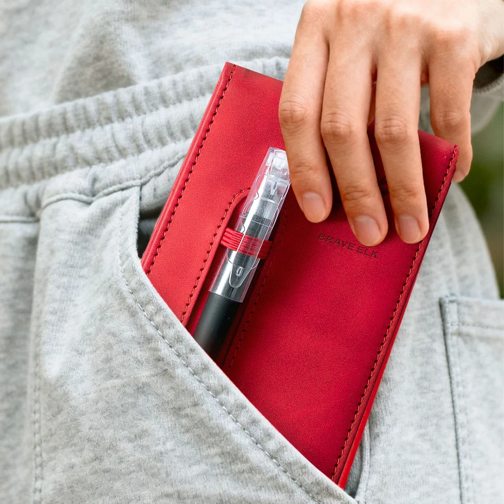 A7 Leather Cover Horizontal Line Planner Pocket-Sized Sticky Notebook with Pen for Business Diary Memo Office School Stationery thumbnail 5
