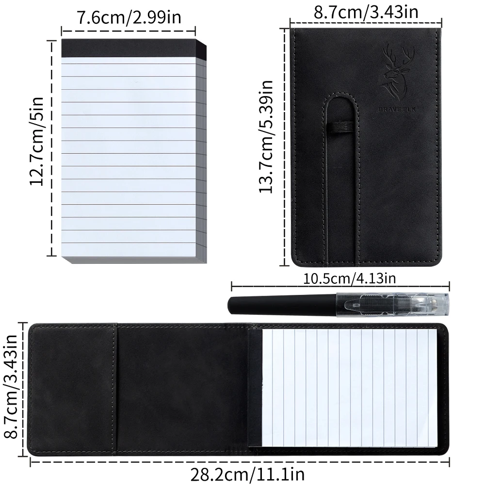 A7 Leather Cover Horizontal Line Planner Pocket-Sized Sticky Notebook with Pen for Business Diary Memo Office School Stationery thumbnail 2