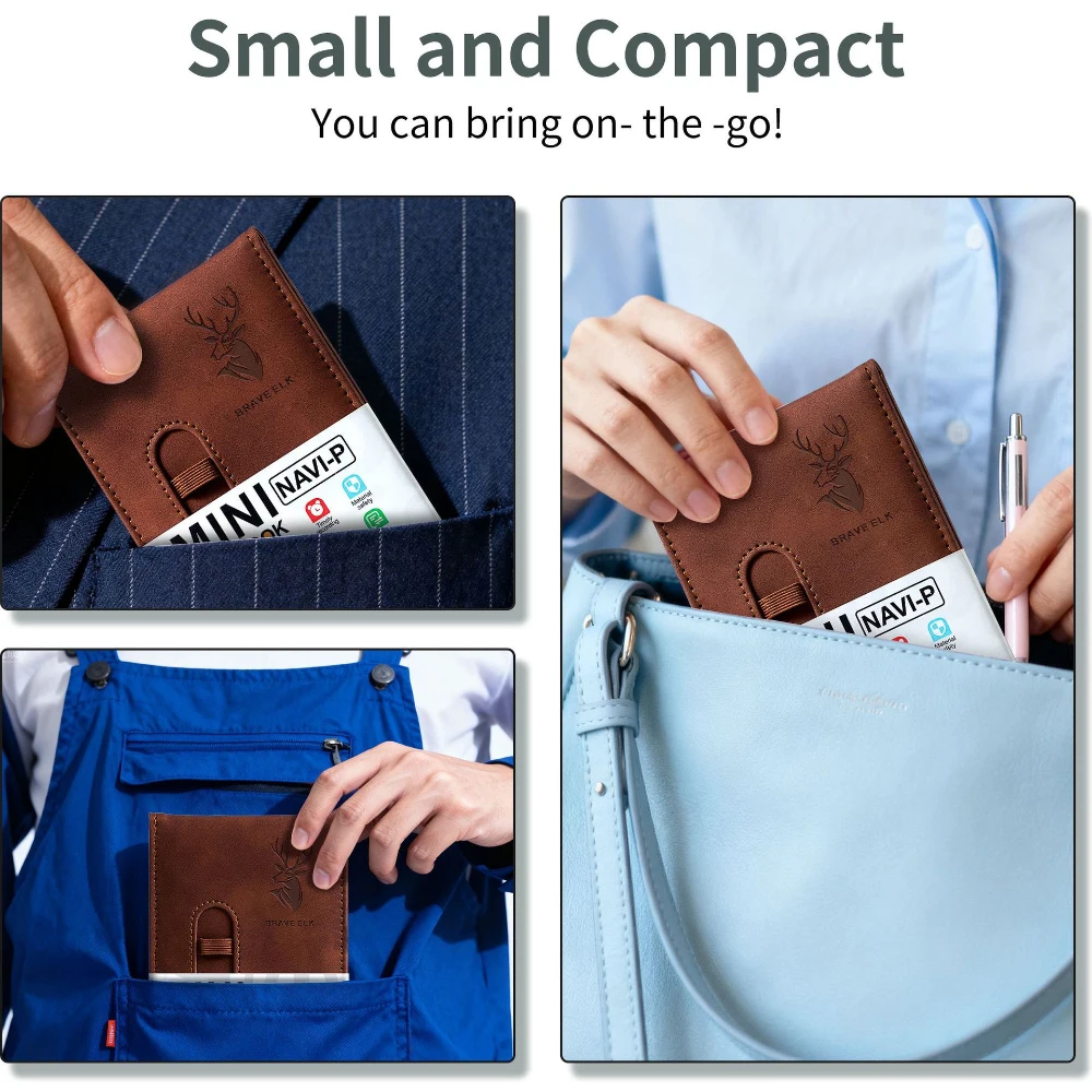 A7 Leather Cover Horizontal Line Planner Pocket-Sized Sticky Notebook with Pen for Business Diary Memo Office School Stationery thumbnail 6