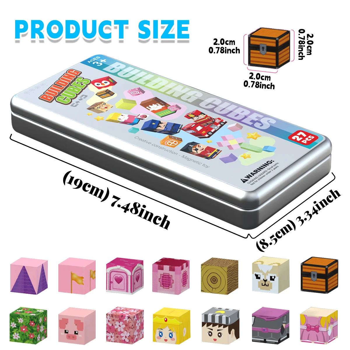 Magnet Toy, 27PCS Cherry Castle Magnetic Building Block Cubes, Magnet Tiles, Ideal Christmas Birthday Gift thumbnail 2