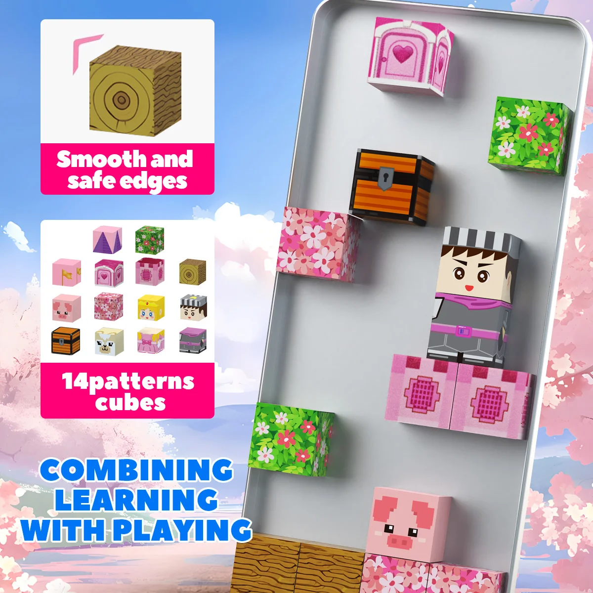 Magnet Toy, 27PCS Cherry Castle Magnetic Building Block Cubes, Magnet Tiles, Ideal Christmas Birthday Gift thumbnail 4