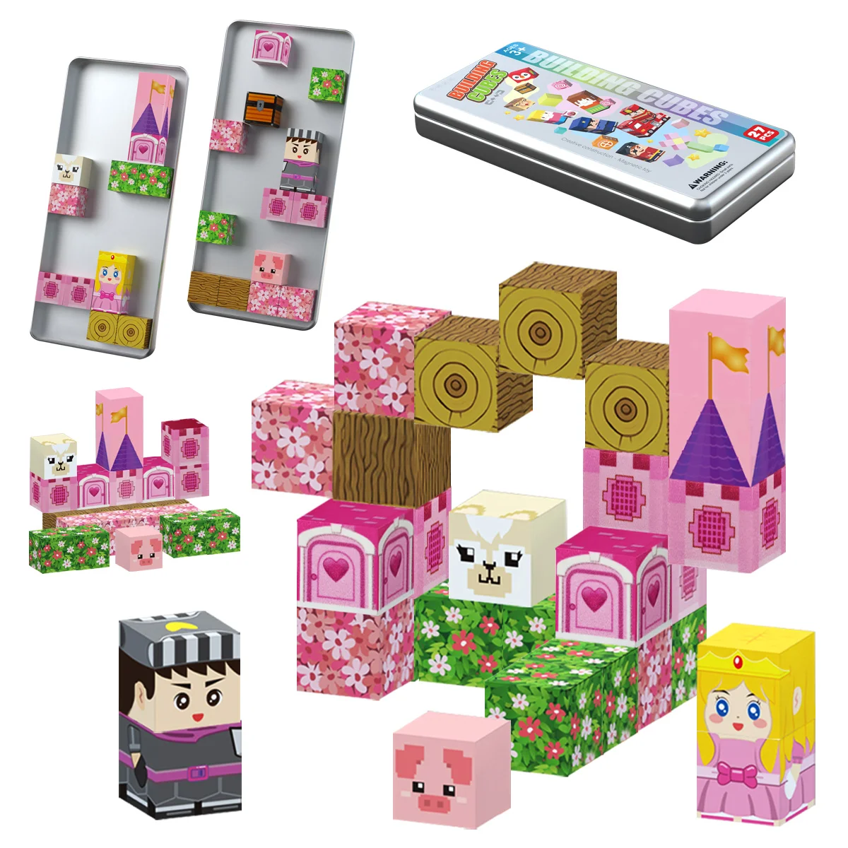 Magnet Toy, 27PCS Cherry Castle Magnetic Building Block Cubes, Magnet Tiles, Ideal Christmas Birthday Gift thumbnail 3