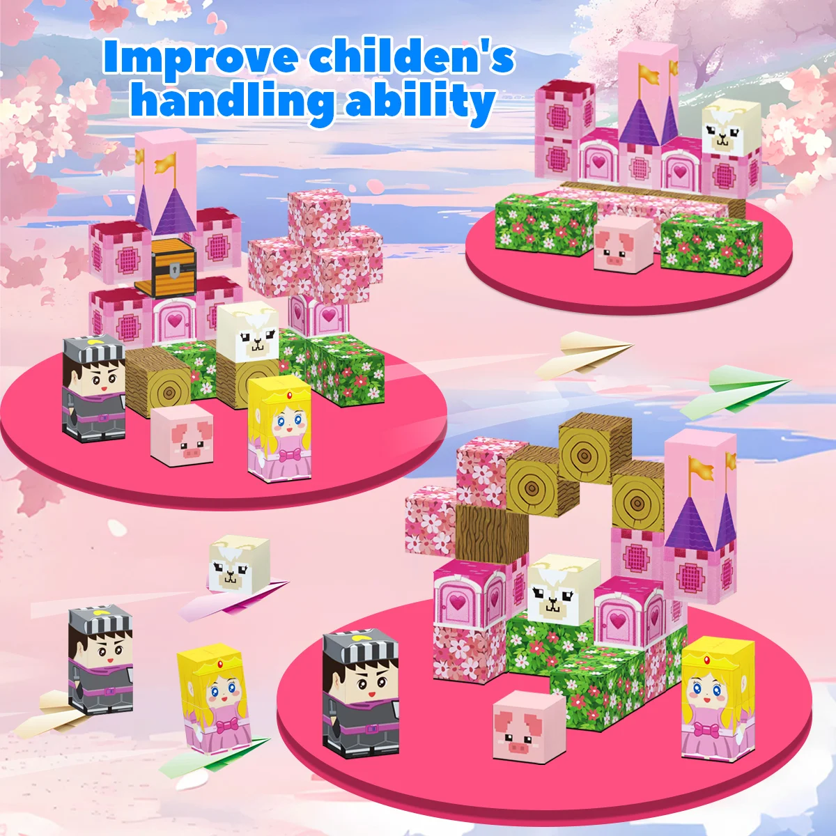 Magnet Toy, 27PCS Cherry Castle Magnetic Building Block Cubes, Magnet Tiles, Ideal Christmas Birthday Gift thumbnail 5