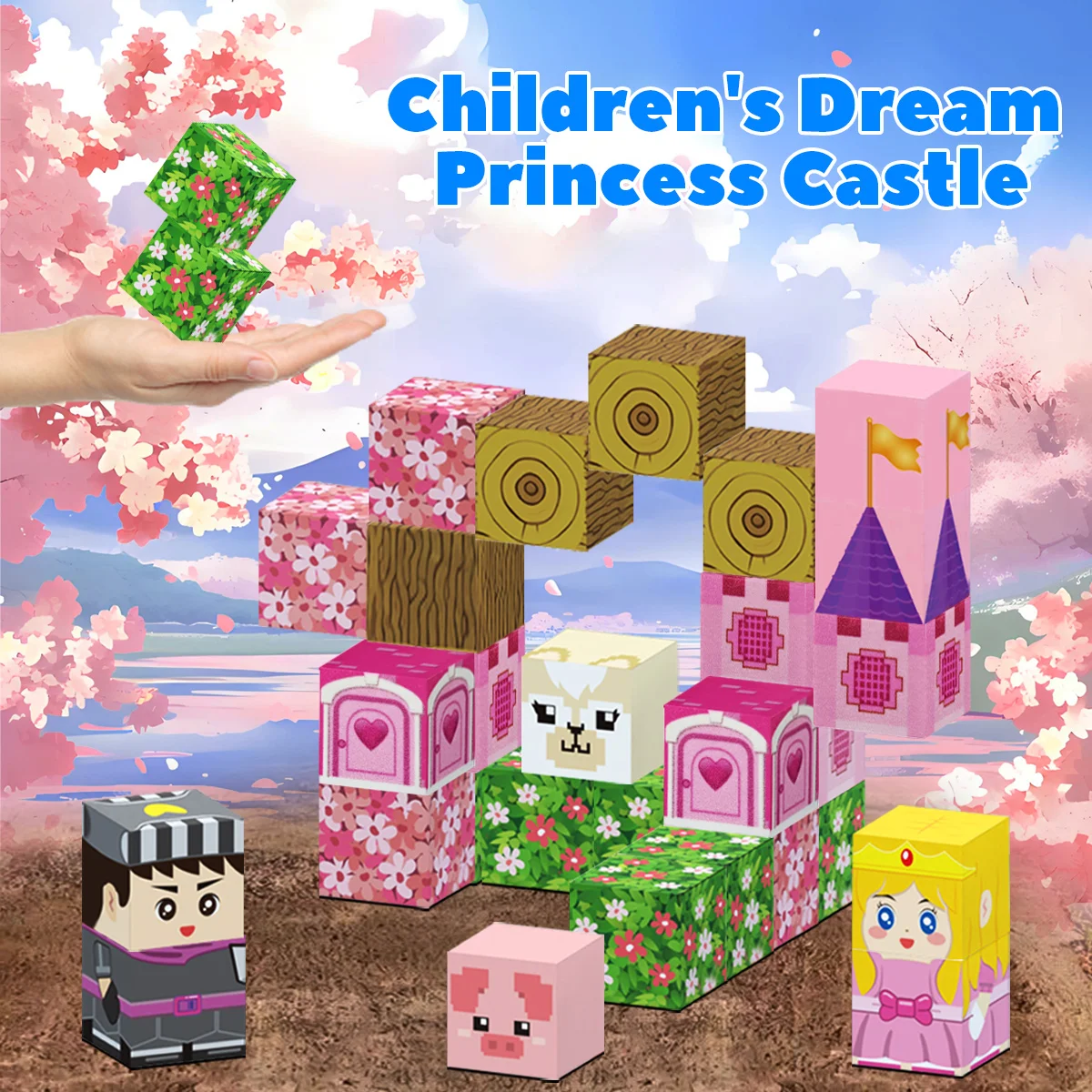 Magnet Toy, 27PCS Cherry Castle Magnetic Building Block Cubes, Magnet Tiles, Ideal Christmas Birthday Gift thumbnail 6