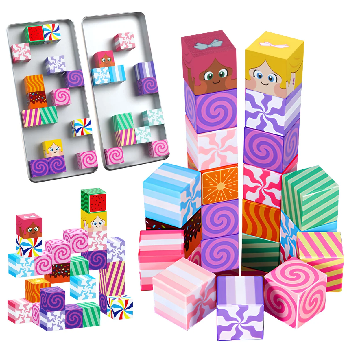 27PCS Candy Castle Magnetic Building Blocks, Magnetic Tiles Building Blocks Boys & Girls Toys, Ideal Christmas Halloween Gifts