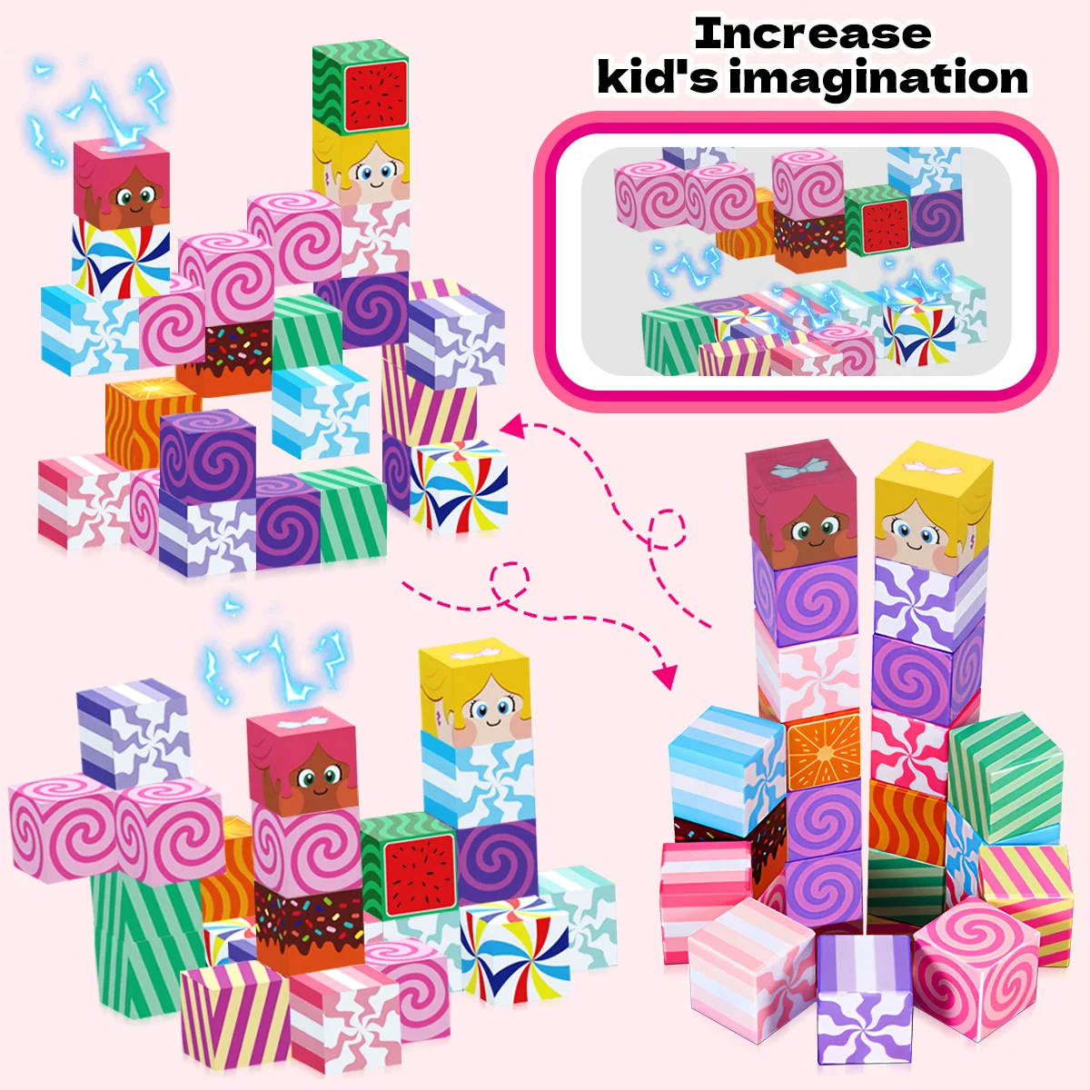27PCS Candy Castle Magnetic Building Blocks, Magnetic Tiles Building Blocks Boys & Girls Toys, Ideal Christmas Halloween Gifts thumbnail 4