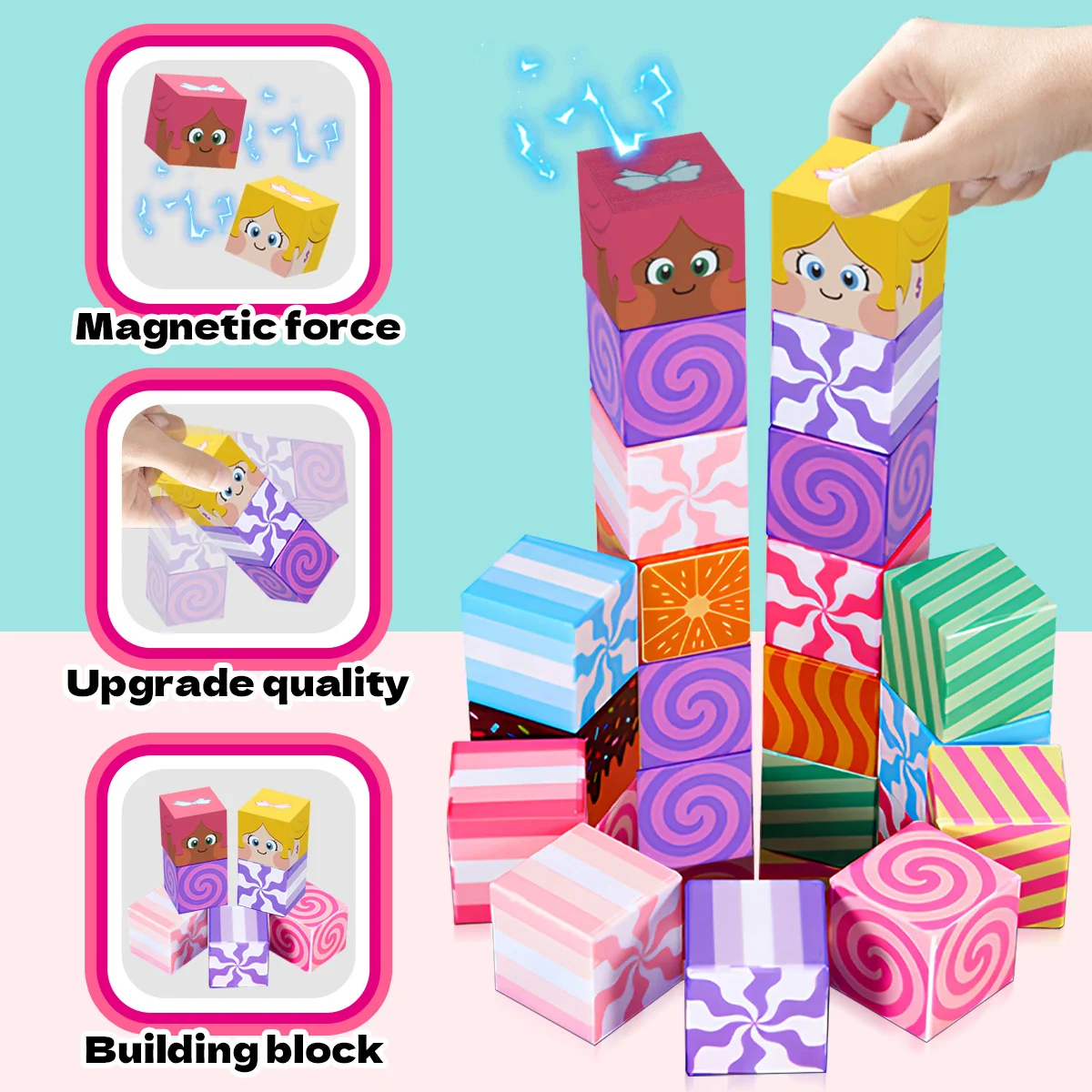 27PCS Candy Castle Magnetic Building Blocks, Magnetic Tiles Building Blocks Boys & Girls Toys, Ideal Christmas Halloween Gifts thumbnail 6